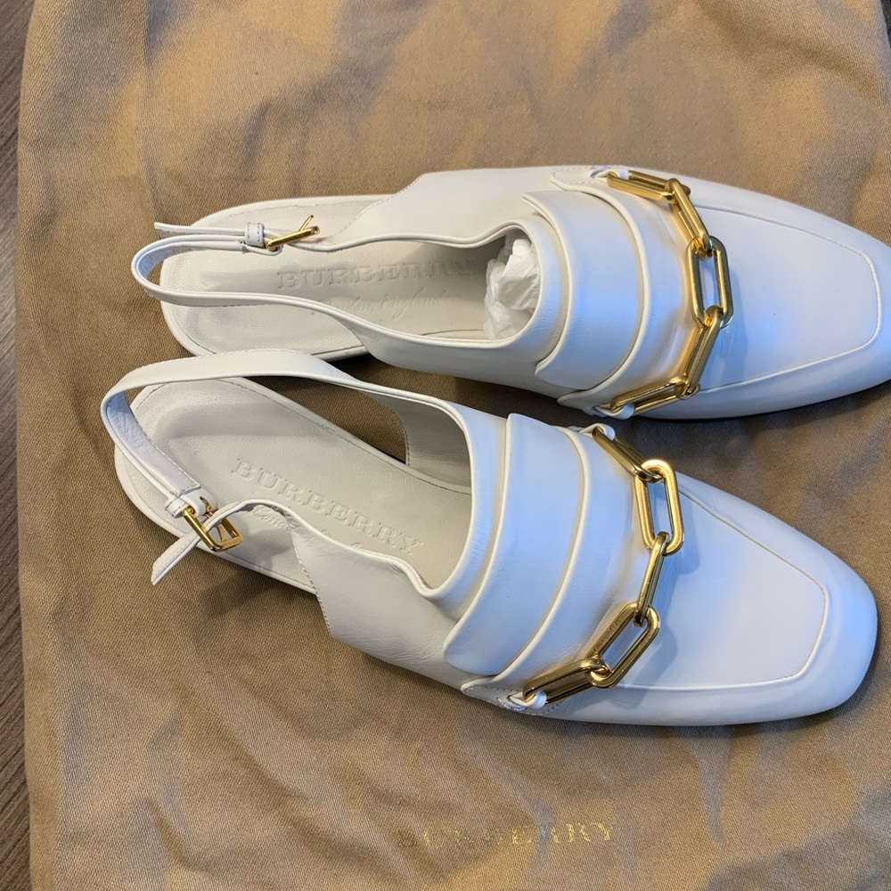 Burberry white sling back sandals